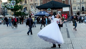 Krakow Poland Old Town Square Wedding Bride